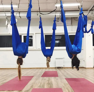 FITNESS 4.37 Yards Aerial Yoga Hammock Set- Durable Aerial Silks with Extension Straps and Carabiners Inversion Practice