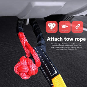 Shatter Resistant Synthetic Soft Shackle Rope Heavy Duty Offroad Tow Shackle Strap with Protective Sleeve 38000lbs 1/2"x22"