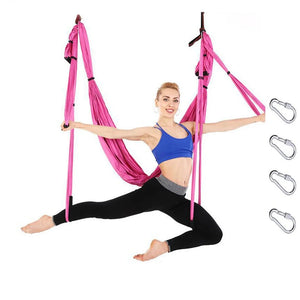 Parachute Fabric Fitness Yoga Hammock for Aerial Yoga Inversion Fitness Therapy Anti-gravity Straps Hammock with 6 Hand Grip