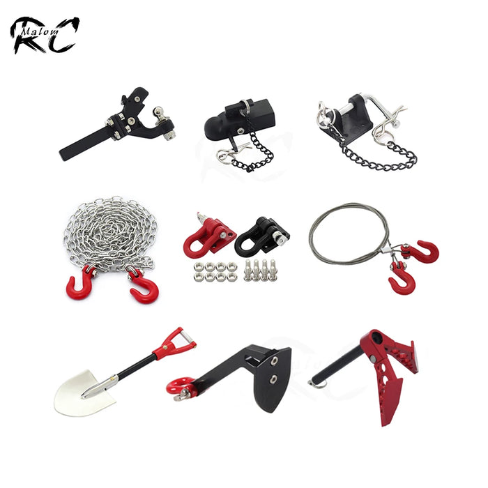 RC Car Metal Trailer Tow Hook Accessories Winch Anchor Chains Truck Nuts for 1/10 Crawler TRX4 TRX6 D90 SCX10 86100 CC01 MN99S