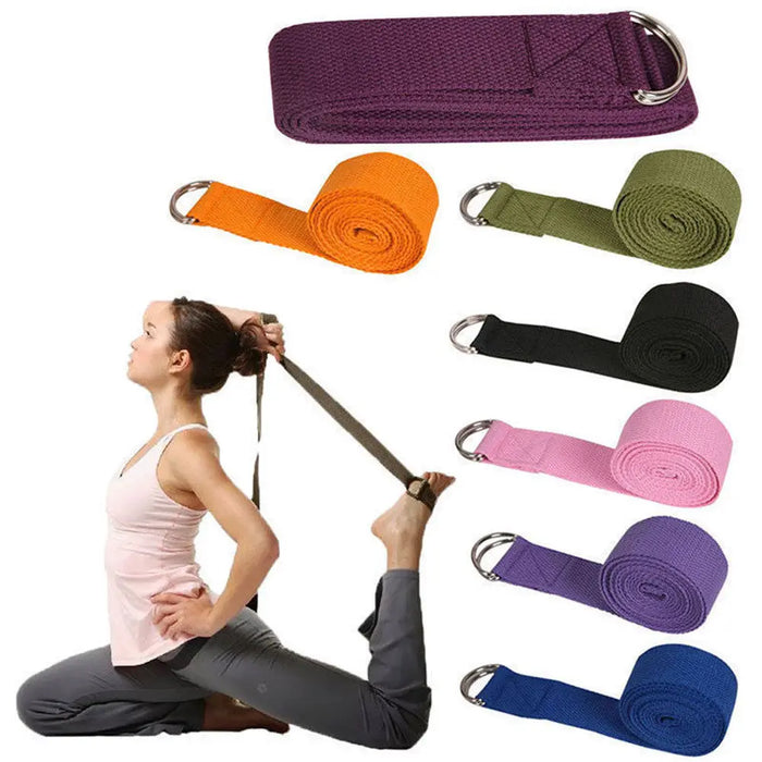 180cm Sport Yoga Strap Durable Cotton Exercise Straps Adjustable D-ring Buckle Gives Flexibility For Yoga Stretching Pilates