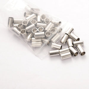 50pcs/lot Stainless Steel End Caps 2/3/4/5mm Hole fitting Leather Rope Cord Thread End Crimping For DIY Bracelet Jewelry Making