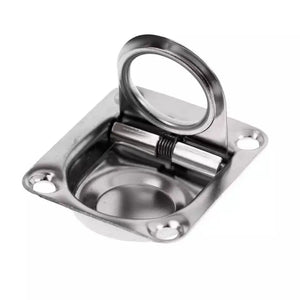 44*38mm Boat Recessed Hatch Spring Loaded Pull Handle Marine Locker Flush Lifting Ring Pull Stainless Steel Deck Hatch Boat Part