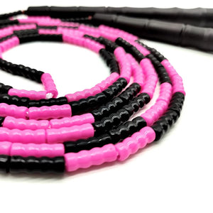 NEVERTOOLATE SOFT BEADS REAL 3 METER 3m black pink beaded skip rope white handle 21cm length freestyle beads skipping jump rope