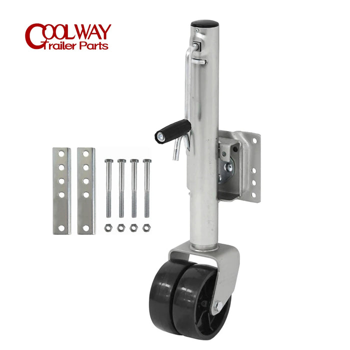 6 Inch Double Solid Wheel Sidewind Round Swivel Trailer Jack With Bolt On Capacity 650KG Jockey Wheel Boat RV Parts Accessories