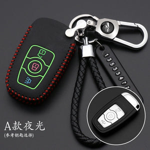 Leather Car Key Fob Cover for Great Wall Haval H6 2015 C50 Hoist Case Key Wallet Key Chain Auto Accessorie