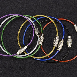 2.m Wire diameter Stainless Steel Keychain Tag Rope Cable Loop Screw Lock Gadget Ring Key Keyring Circle Camp Rope Fittings