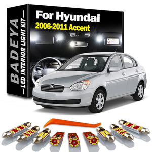 BADEYA 10Pcs Auto Interior LED Lights Kit For 2006 2007 2008 2009 2010 2011 Hyundai Accent Map Dome Trunk License Plate Lamp