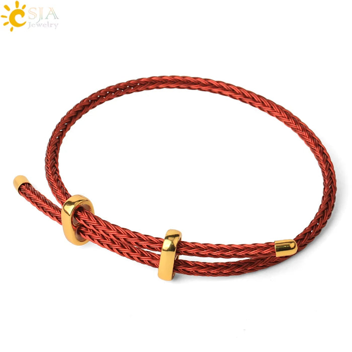 Red Black Steel Wire Adjustable Bangles Expandable Handmade Braided Rope Bracelet Couple Bracelets for Women Men Jewelry G434