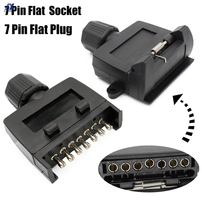 7 Pin Flat Trailer Plug Male Female Socket Boat Portable Caravan Adaptor Connector Plug Socket Set Vehicle Accessories Car Parts