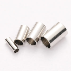 50pcs/lot Stainless Steel End Caps 2/3/4/5mm Hole fitting Leather Rope Cord Thread End Crimping For DIY Bracelet Jewelry Making