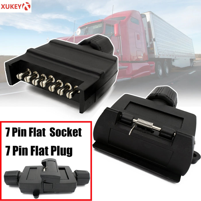 Durable Pair 7 Pin Flat Trailer Male & Female Plug Socket 7Pin Caravan Boat Adaptor 12V Towing Electrics Connector Trailer Parts