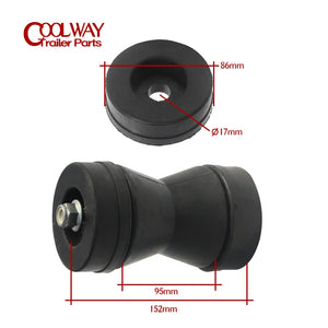 Black Rubber Winch Post Boat Trailer Bow Stop Roller With Bolt Shaft Parts Accessories