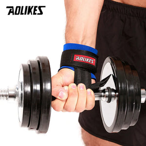 AOLIKES 2PCS/Lot Gym Sport Wristband Fitness Dumbbells Training Wrist Support Straps Wraps With Hand Power Bands Horizontal Bar