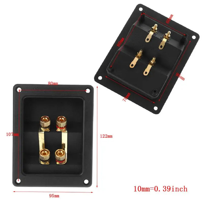 Terminal Cup Connector 266 Parts Express Binding Posts Gold Banana Jacks Recessed Bi-Amp Speaker Box Black Jan-12