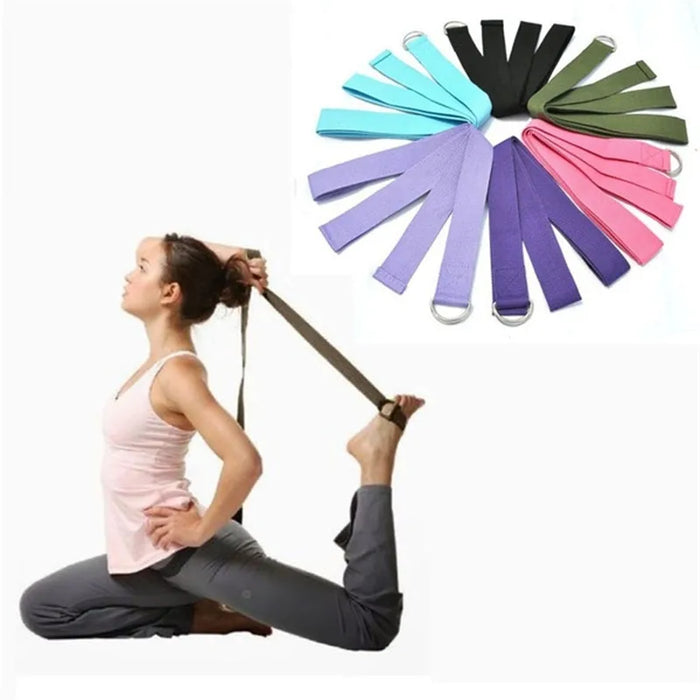 1.8mx3.8cm Yoga Strap Durable Cotton Exercise Straps Adjustable D-Ring Buckle Gives Flexibility for Yoga Stretching Pilates