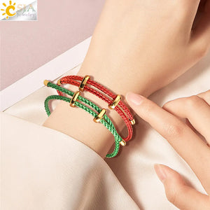 Red Black Steel Wire Adjustable Bangles Expandable Handmade Braided Rope Bracelet Couple Bracelets for Women Men Jewelry G434