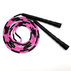 NEVERTOOLATE SOFT BEADS REAL 3 METER 3m black pink beaded skip rope white handle 21cm length freestyle beads skipping jump rope