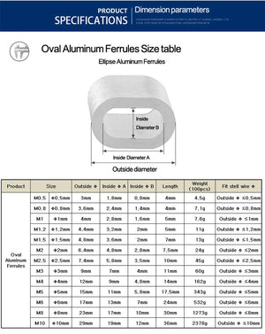 5-100pcs M0.5 M0.8 m1 m1.2 m1.5 m2 to M10  Wire Cable Rope Oval Clamps Fixing clip  Aluminum Ferrules Crimping Loop Fittings