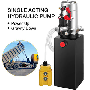 VEVOR Car Jack Hydraulic Pump 12V DC Single Acting 4-20 Quart Dump Trailer Power Unit Remote Control Crane Truck Car Lift Motor