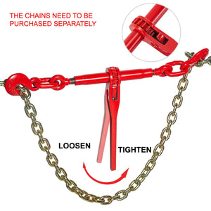 VEVOR Chain Binder Kit Ratchet Load Binder 5/16-3/8 Inch with Chain 6600 LBS Capacity Adjustable Length for Tie Down Hauling Tow