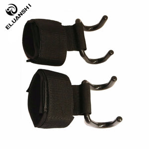 ELUANSHI Adjustable Strong Steel Hook Grips Straps Weight Lifting Strength Training Gym Fitness Black Wrist Support Lift Straps