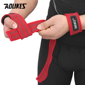 AOLIKES 1Pair Weightlifting Wrist Straps Strength Training Adjustable Non-slip Gym Fitness Lifting Strap Wrist Support Grip Band