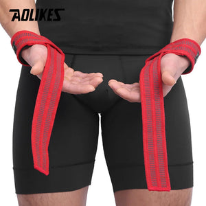 AOLIKES 1Pair Weightlifting Wrist Straps Strength Training Adjustable Non-slip Gym Fitness Lifting Strap Wrist Support Grip Band