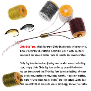 WIFREO 10M Dubbing Rope Dirty Bug Yarn Thread Line Mottled Caddis Worm Dry Fly Shrimp Tying Fibrous Fly Tying Materials