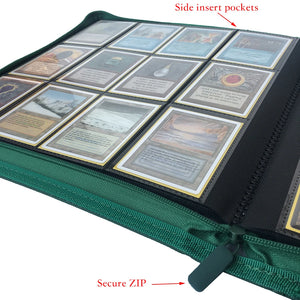 480 Pockets Side Loading Trading Card Binder Pages - Zip Album - 12 Pocket TCG Folder Card Collector : Green