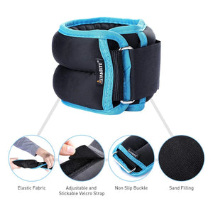 1 pair 1kg Adjustable Wrist Ankle Weights Straps Fitness Ankle Weights Sandbag for Running Crossfit Yoga Training Foot Cuffs