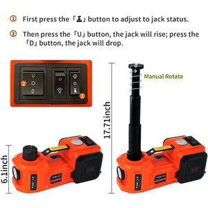 12V 5Ton Electric Car Hydraulic Jack with Tire Inflator Pump and LED Flashlight 3 in 1 Lift jacks With Safe Hammer Tools For Car