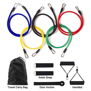 11 Pieces Of Resistance Tube Strap Set Fitness Yoga Gym Draw Rope Exercise Home Training Anchor Door Expander With Ankle Strap