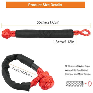 Shatter Resistant Synthetic Soft Shackle Rope Heavy Duty Offroad Tow Shackle Strap with Protective Sleeve 38000lbs 1/2"x22"