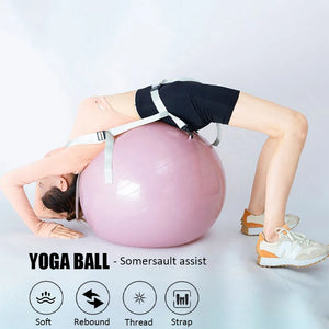 Fitness Yoga Ball with Training BeltPVC Thickened Inflatable Explosion-proof Exercise Ball Dance Lower Back Pilates Equipment