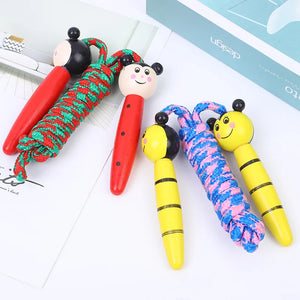 Kids Jump Rope Adjustable Cotton Braided Skipping Rope with Wooden Handle for Boys and Girls Fitness Training Fun Toy