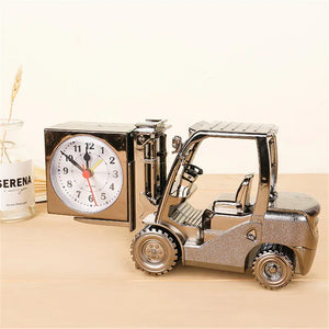 Unique Retro Digital Clock Ornament with Forklift Design, Perfect for Student Bedside