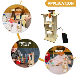 Teenager Wooden Elevator Function Principle Toys DIY Assembled Electric Lift Toys for Children Science Experiment Material Kits