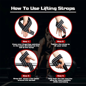 1Pair Lifting Wrist Straps for Weightlifting -  Power Cotton Wrist Wraps to Lift Heavier with a Silicone Grip - Deadlift Straps