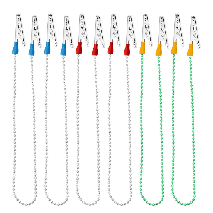 WINOMO 6pcs Metal Neck Strap Napkin Clip Lanyard Neck Strap Baby Elderly Adult Towel Apron Bib Clip and Ball Chain Clips