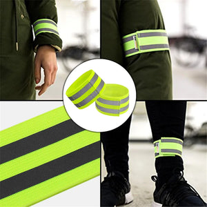 Reflective Bands Elasticated Armband Wristband Ankle Leg Straps Safety Reflector Tape Straps for Night Jogging Walking Biking