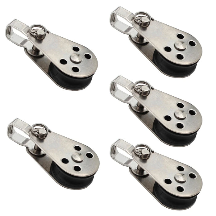 5pcs Stainless Steel Pulley Block Hanging Wire Towing Wheel Lifting Rope