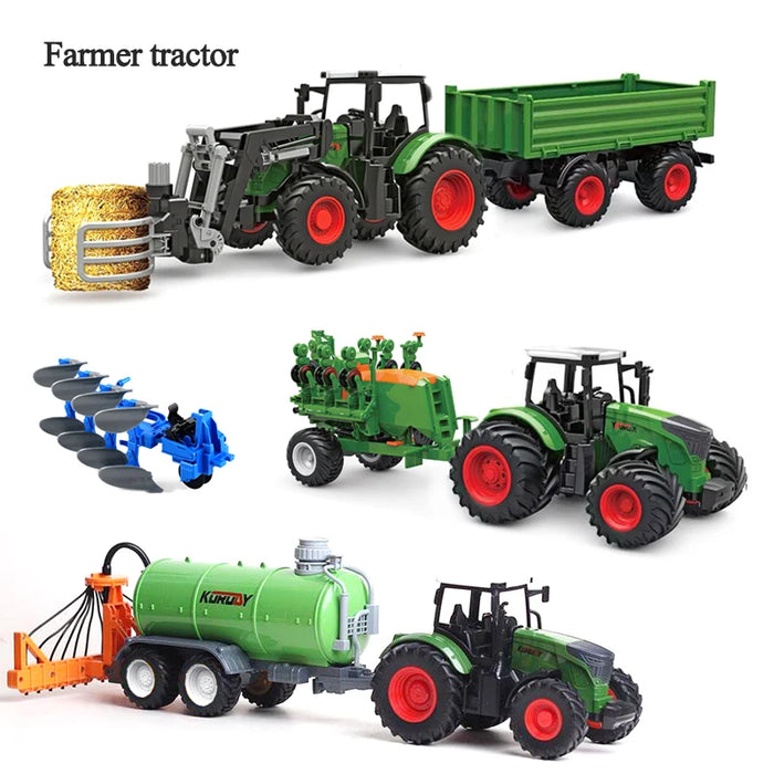 Farm Tractor with Trailer Inertia Toy Forklift Transport Truck Sprinkler Model Simulation Game Boy Kids Toy Gifts