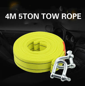 4M Heavy Duty 5 Ton Car Tow Cable Towing Pull Rope Strap Hooks Van Road Recovery for Audi Benz Buick Skoda Mazda Ford Toyota BMW