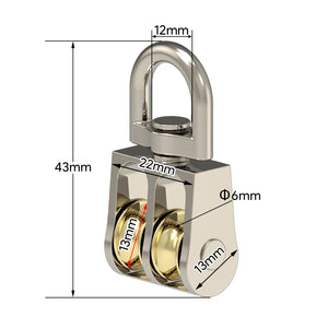 43/58/86mm Single/Double Wheels Metal Sheave  Zinc Alloy Pulley Crown Block and Tackle Lifting Wheel Mini Double Pulley for DIY