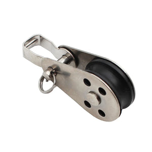 2pcs Pulley 45x26mm Blocks Anchor Blocks Boat Canoe Eyes Kayak Ship Pulley Stainless Steel for 2‑8mm/0.1‑0.3in rope diameter