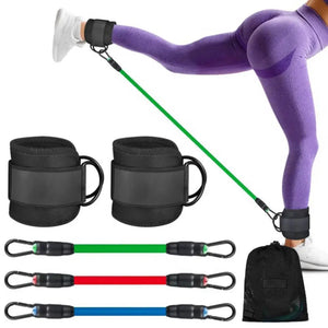 3Pcs Ankle Resistance Band Set Adjustable Fastener Tape Design Compact Strength Trainer Leg Resistance Bands With Ankle Straps