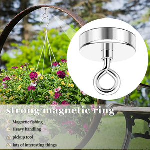 12-48Pcs Powerful Neodymium Magnet Hook Pull Strong Hoist Ring Magnets Hook with Countersunk Hole Magnet Hook for Kitchen/Garden