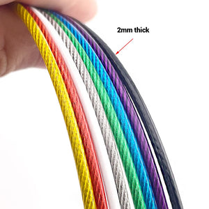 2mm Stainless Steel Wire Rope PVC Colored Coated Cable With Ring Safety Rope Fixing Hanging Sling Lanyard Bicycle Luggage Lock