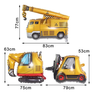 1pc Big Construction Truck Birthday Helium Balloons Excavator Forklift Crane Truck Foil Ballon Boys Birthday Party Supplies